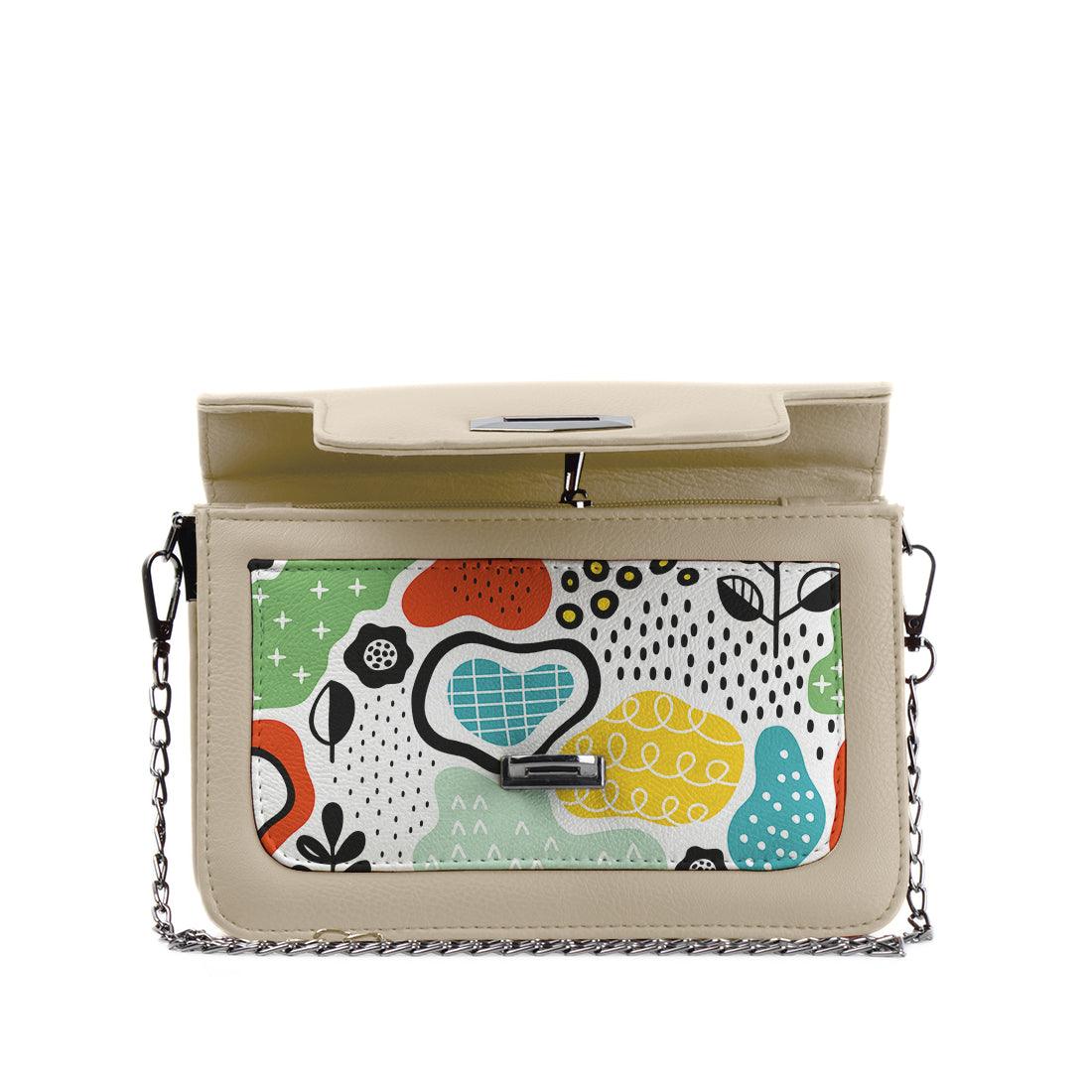 Beige Mini Embossed Chain Bag Shapes - CANVAEGYPT