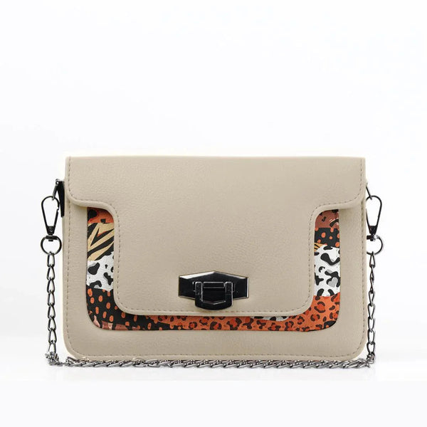Beige Mini Embossed Chain Bag Skins - CANVAEGYPT