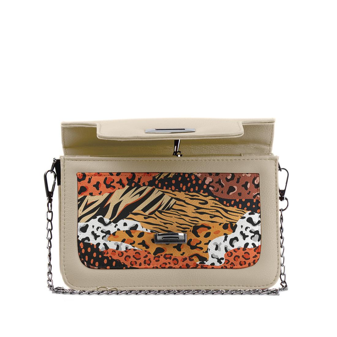 Beige Mini Embossed Chain Bag Skins - CANVAEGYPT