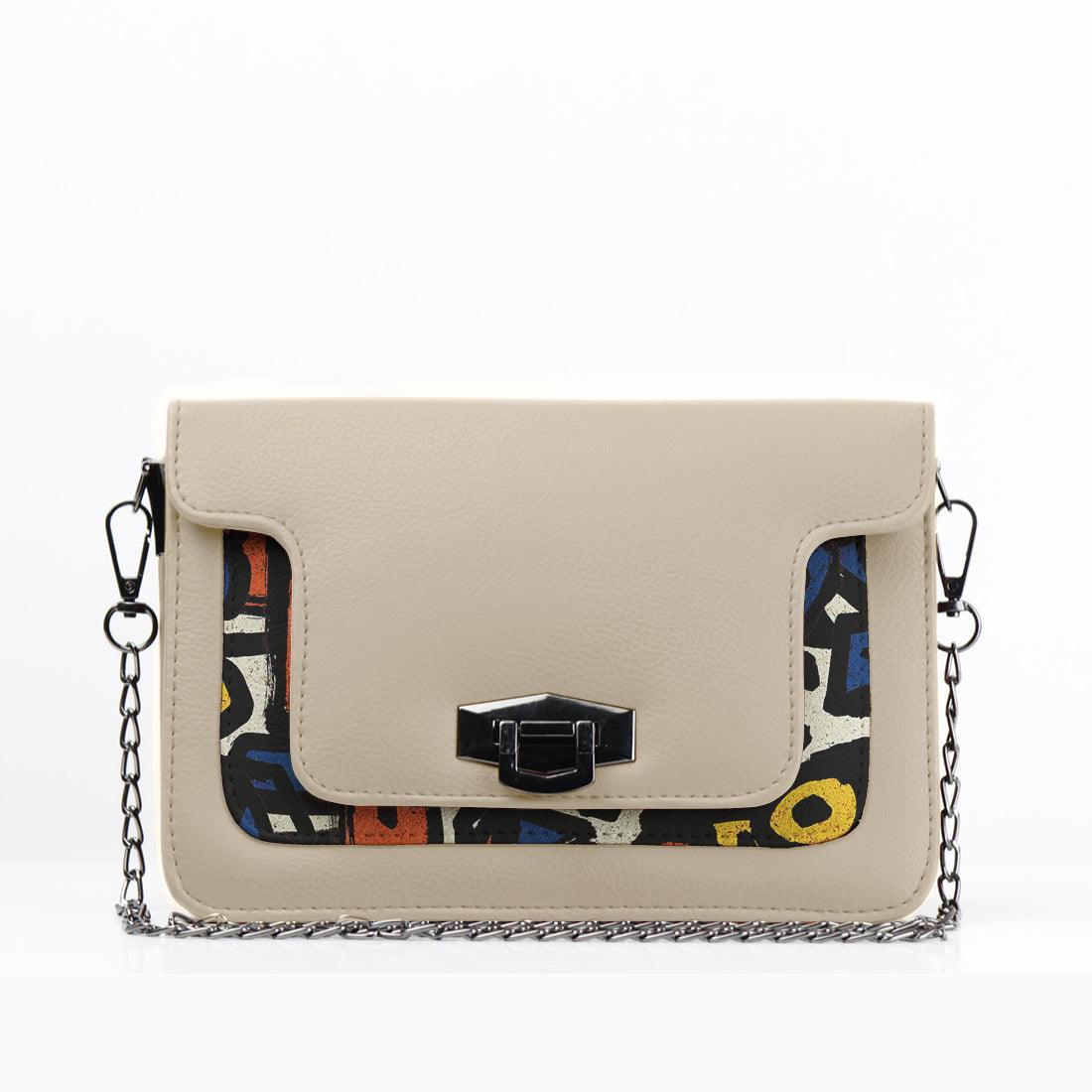 Beige Mini Embossed Chain Bag Stroke - CANVAEGYPT