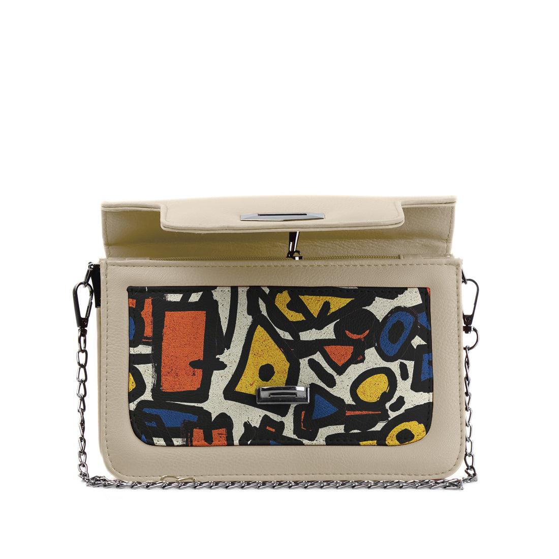 Beige Mini Embossed Chain Bag Stroke - CANVAEGYPT