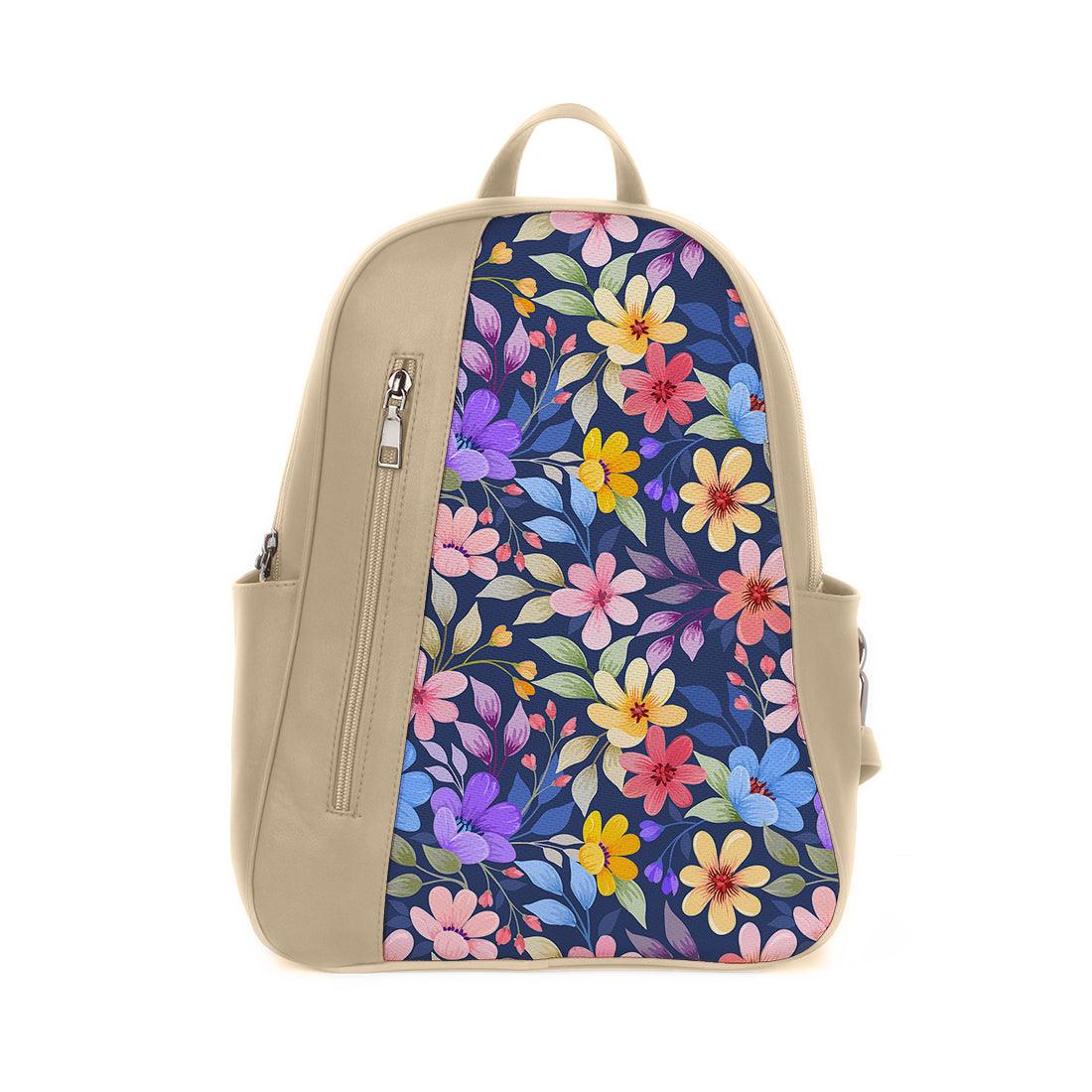 Beige Mixed Backpack Purple Floral - CANVAEGYPT