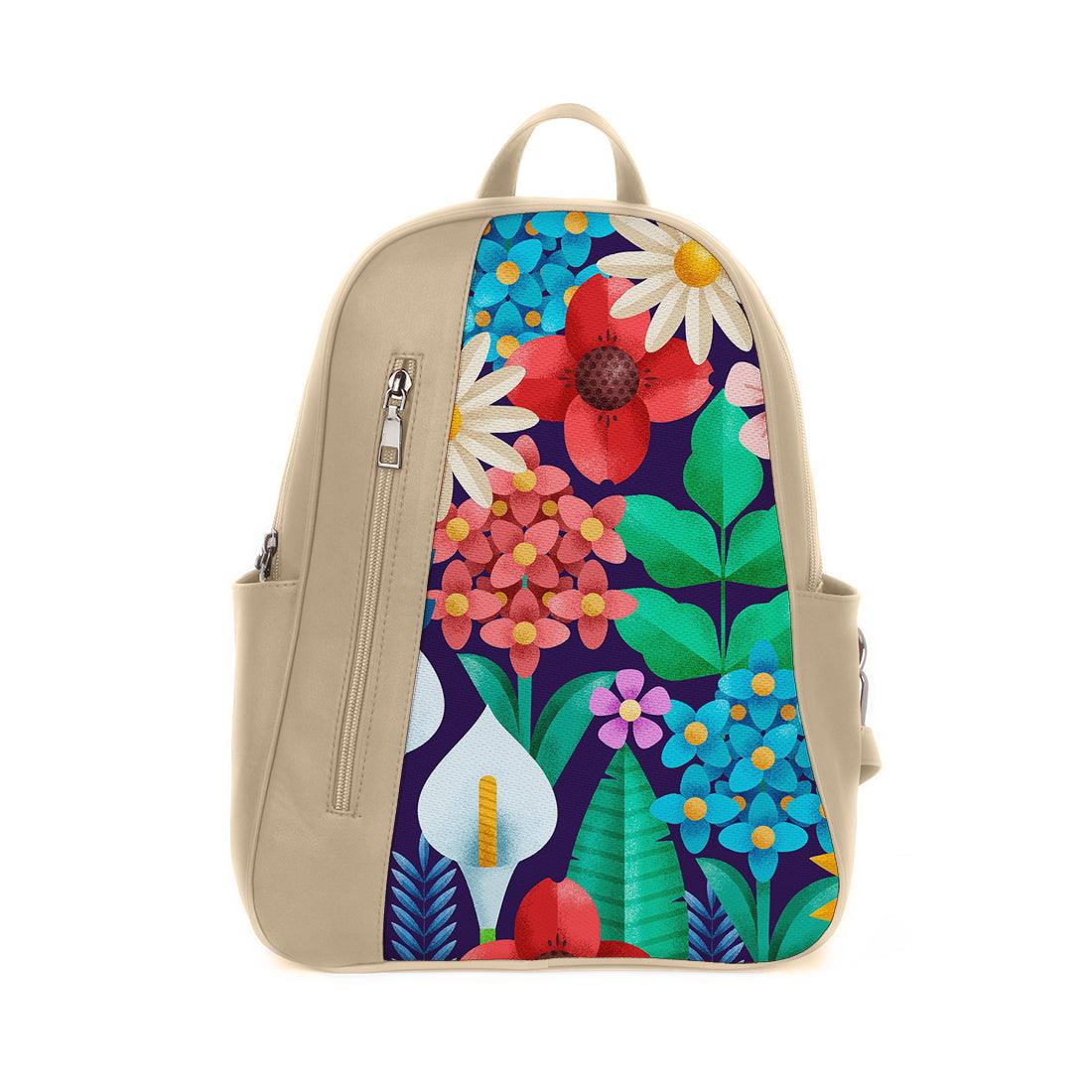 Beige Mixed Backpack Standing Flowers - CANVAEGYPT