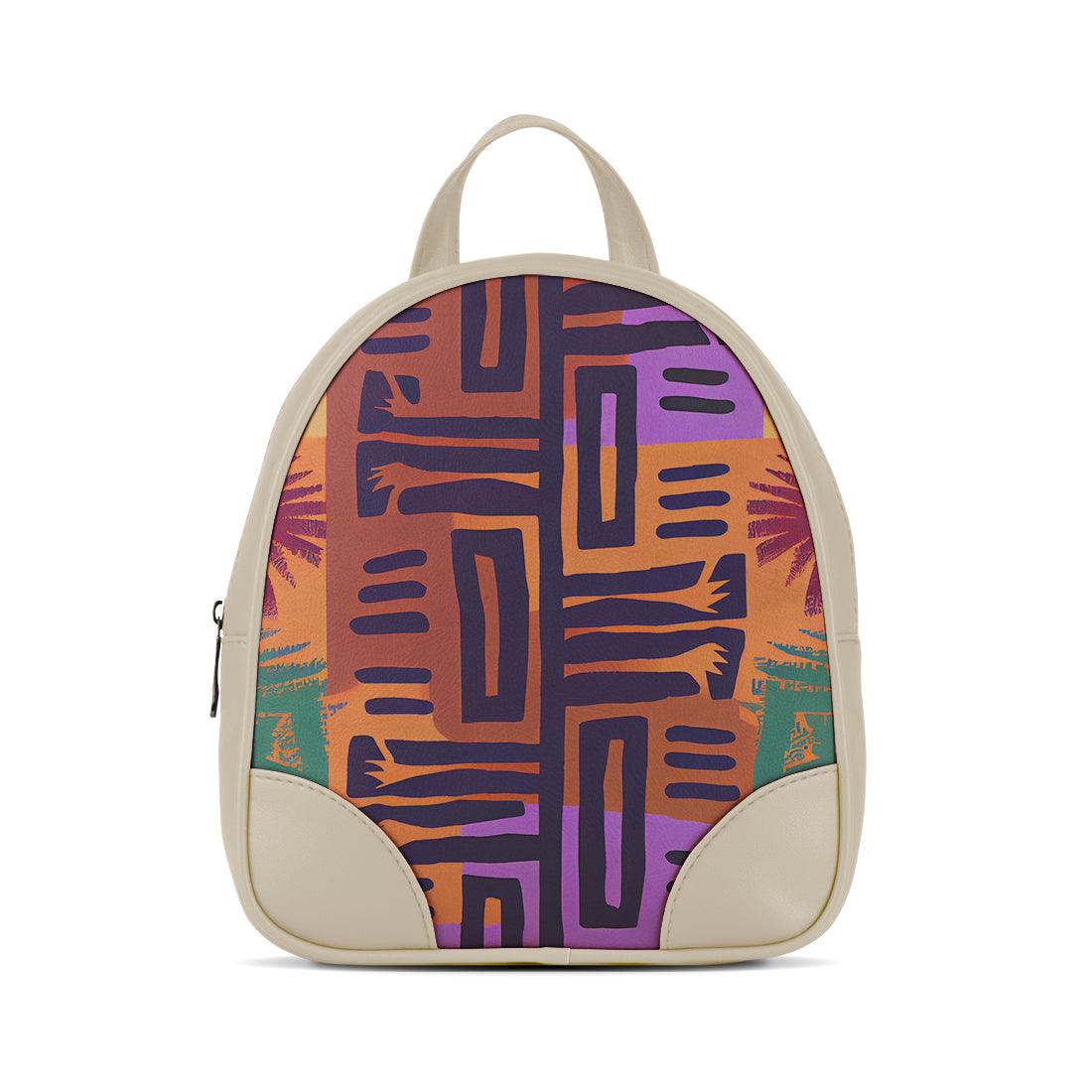 Beige O Mini Backpacks African Pattern - CANVAEGYPT