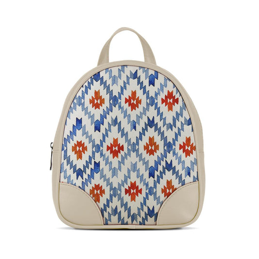Beige O Mini Backpacks Blue rhombus - CANVAEGYPT