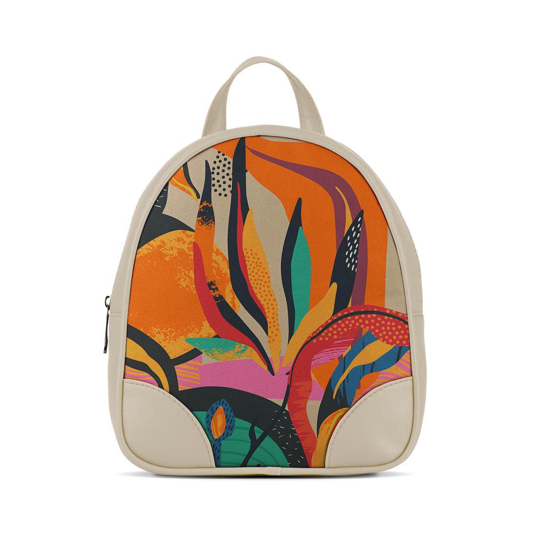 Beige O Mini Backpacks Colored Leafs - CANVAEGYPT