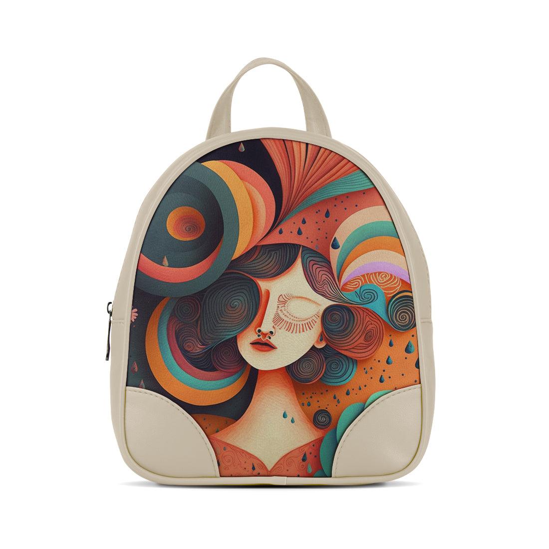 Beige O Mini Backpacks Colorful Pattern - CANVAEGYPT