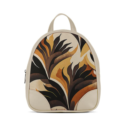 Beige O Mini Backpacks Dark Flowers - CANVAEGYPT