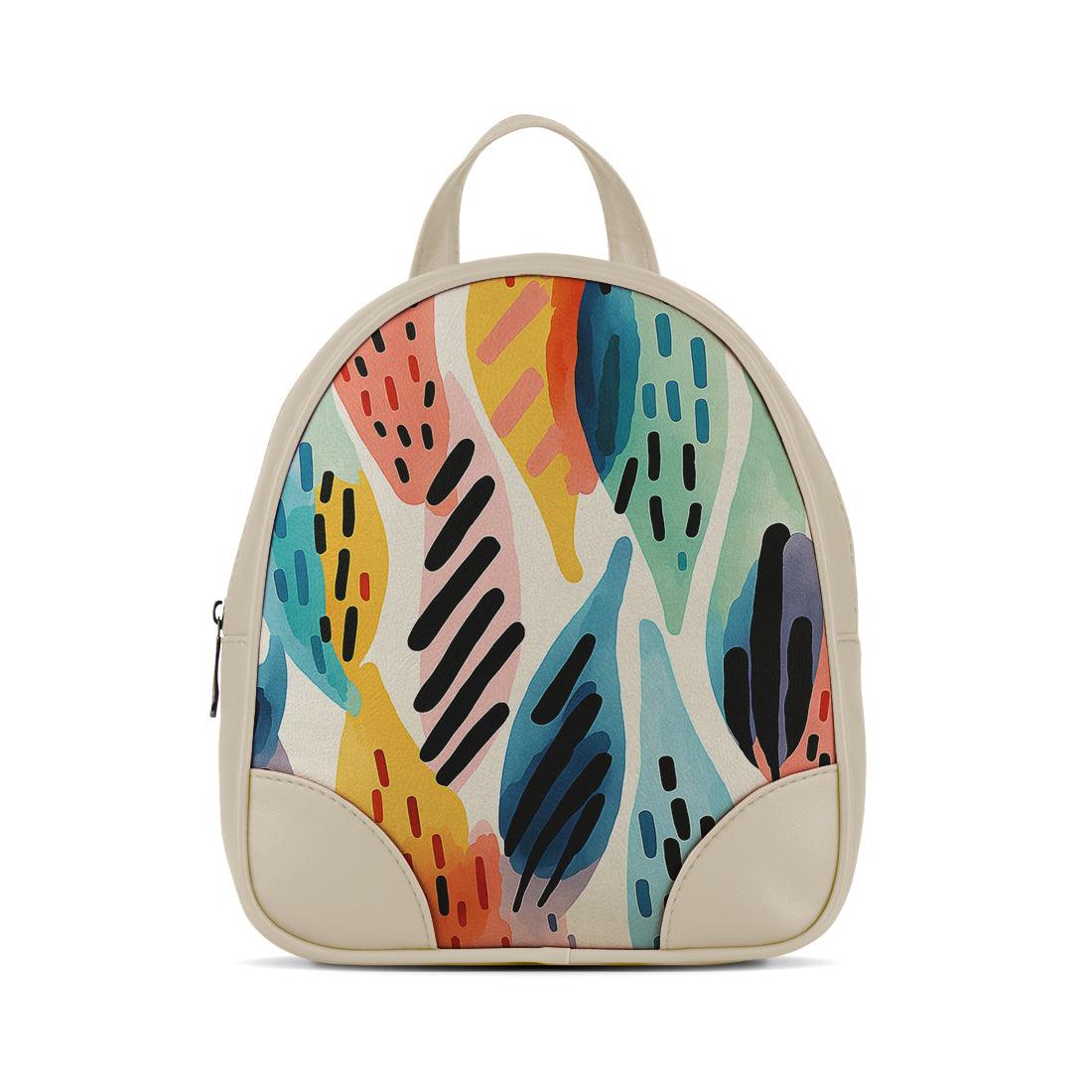 Beige O Mini Backpacks Drawen Leafs - CANVAEGYPT