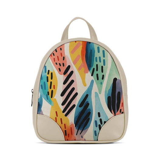 Beige O Mini Backpacks Drawen Leafs - CANVAEGYPT