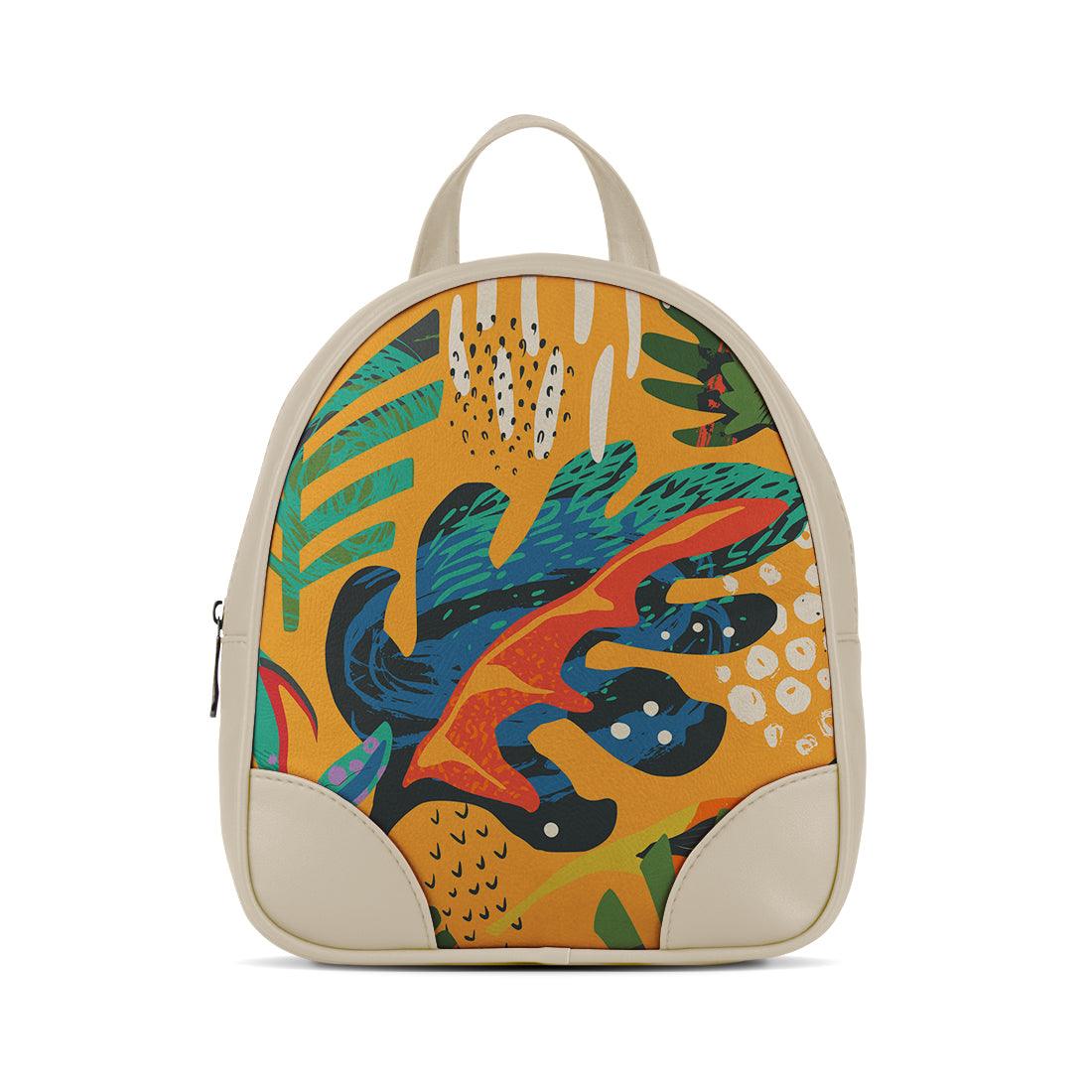 Beige O Mini Backpacks Leaf Art - CANVAEGYPT