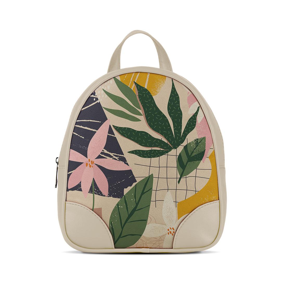 Beige O Mini Backpacks Leafs - CANVAEGYPT