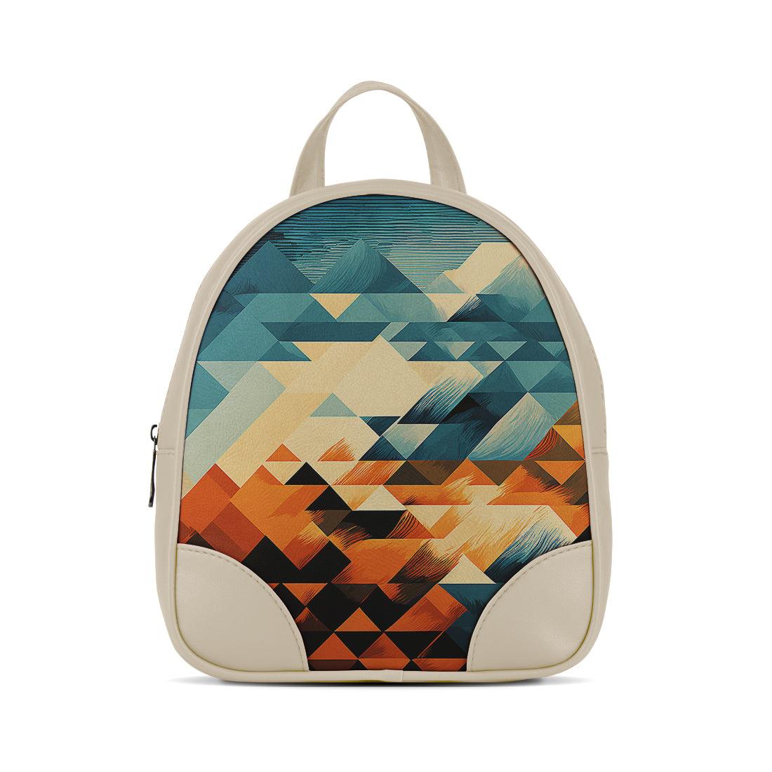 Beige O Mini Backpacks Triangle Pieces - CANVAEGYPT