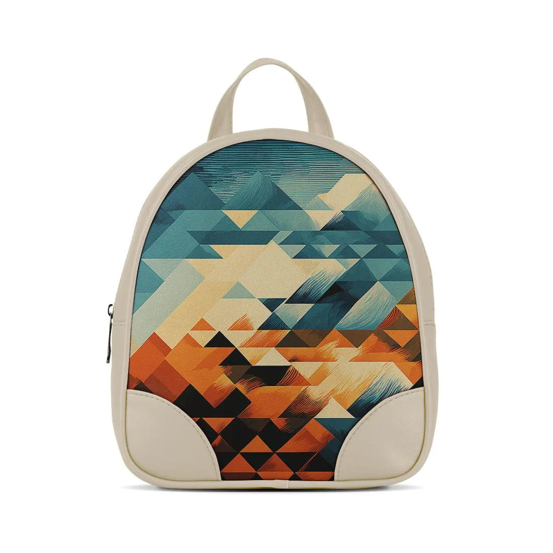 Beige O Mini Backpacks Triangle Pieces - CANVAEGYPT
