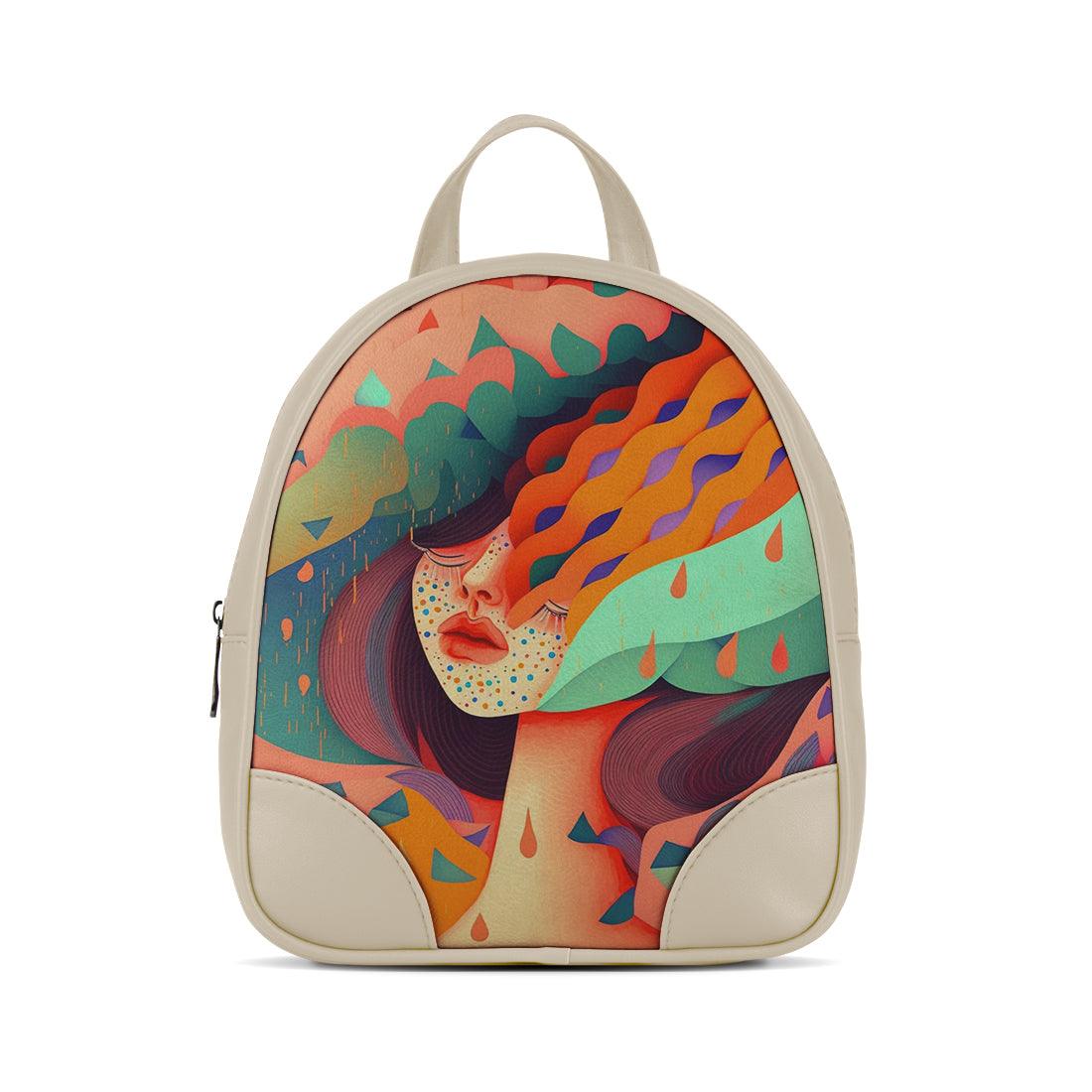 Beige O Mini Backpacks Wave Pattern - CANVAEGYPT