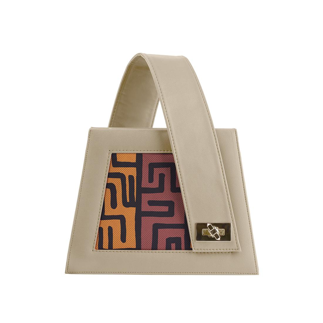 Beige One Handed Bag African Tribal - CANVAEGYPT