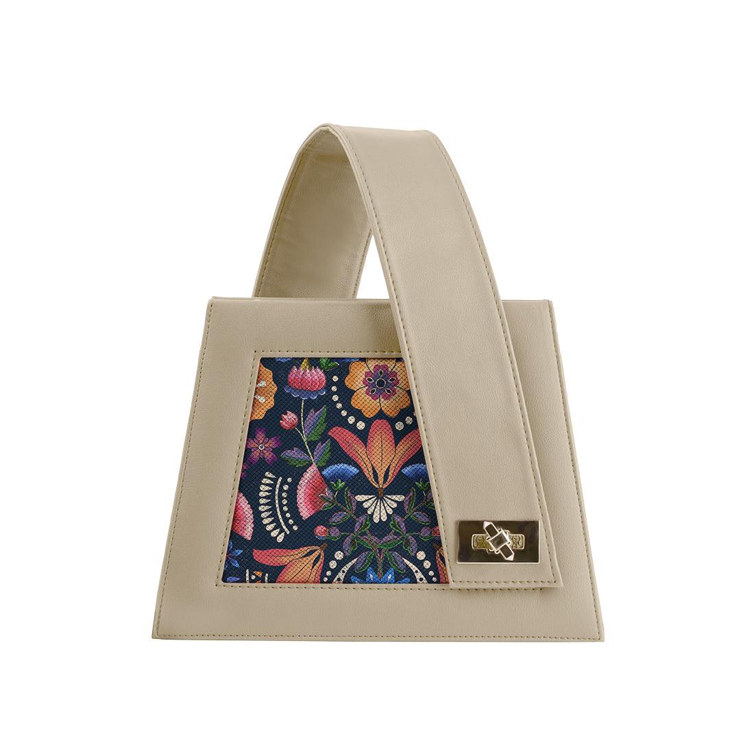 Beige One Handed Bag Floral Abstract - CANVAEGYPT