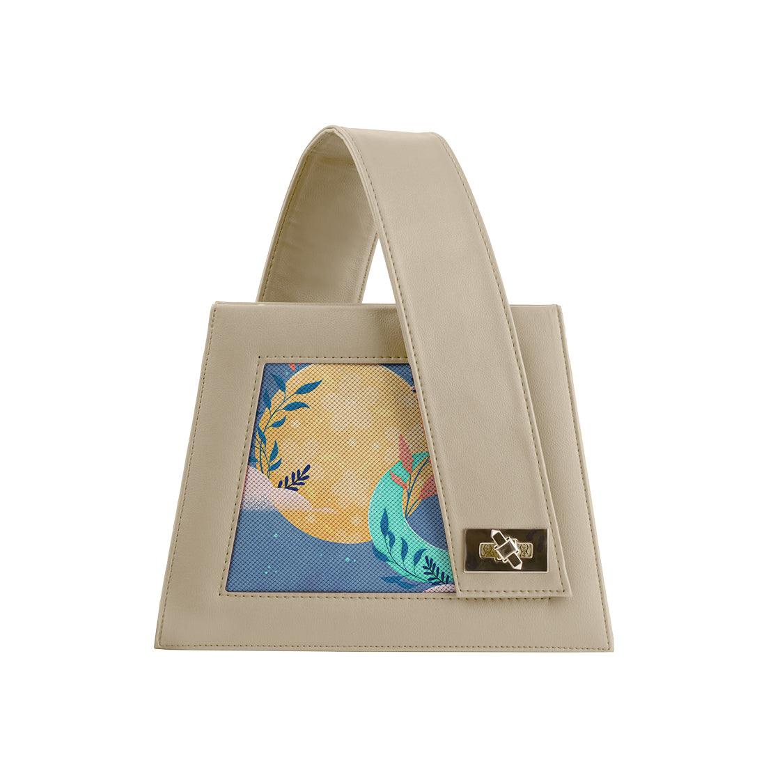 Beige One Handed Bag Floral Sun and Moon - CANVAEGYPT