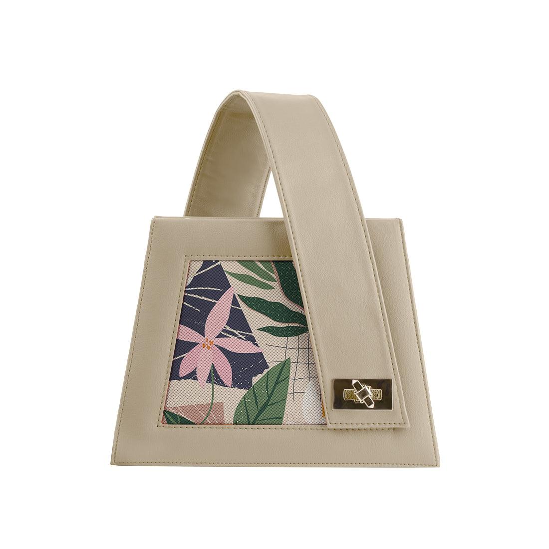 Beige One Handed Bag Leafs - CANVAEGYPT