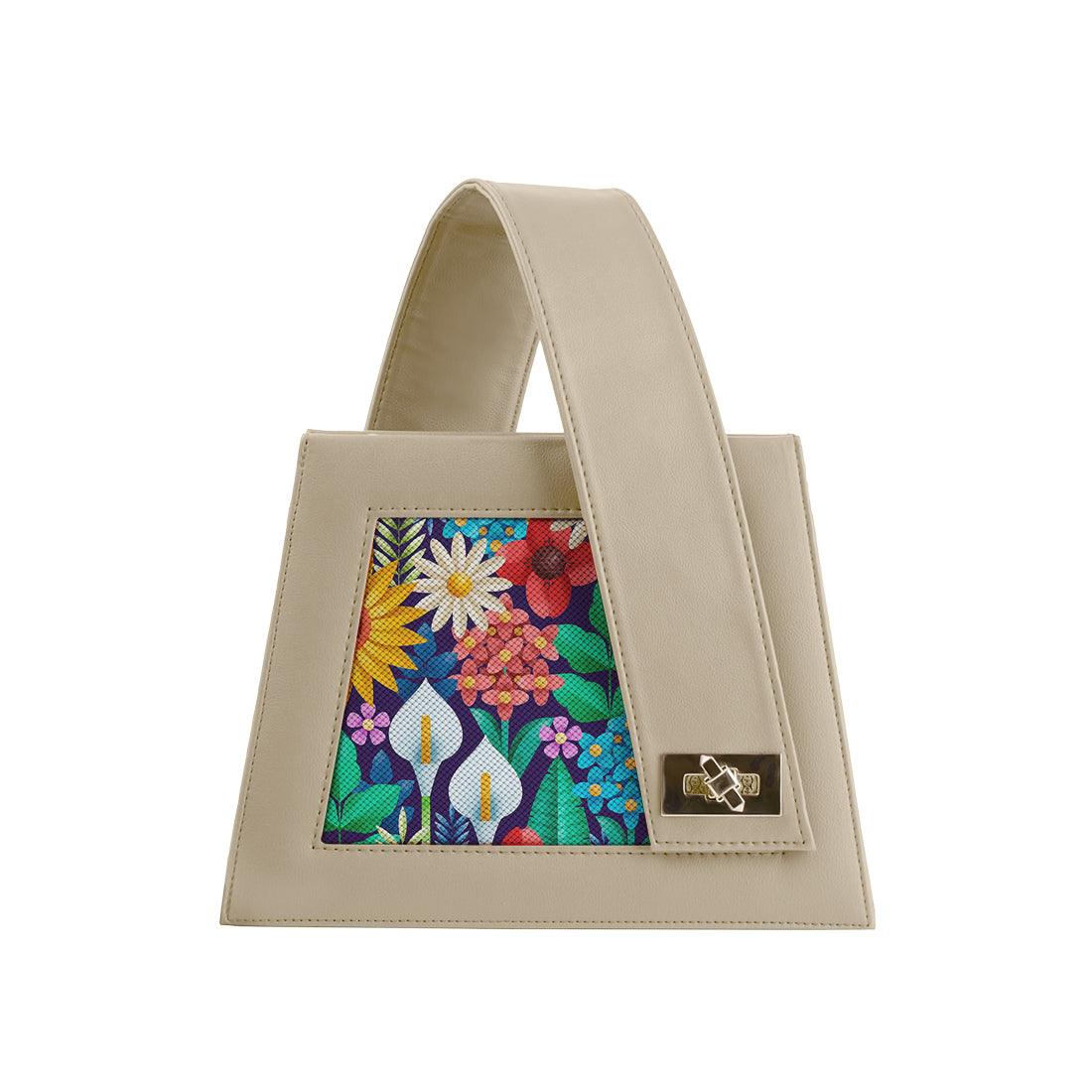 Beige One Handed Bag Standing Flowers - CANVAEGYPT