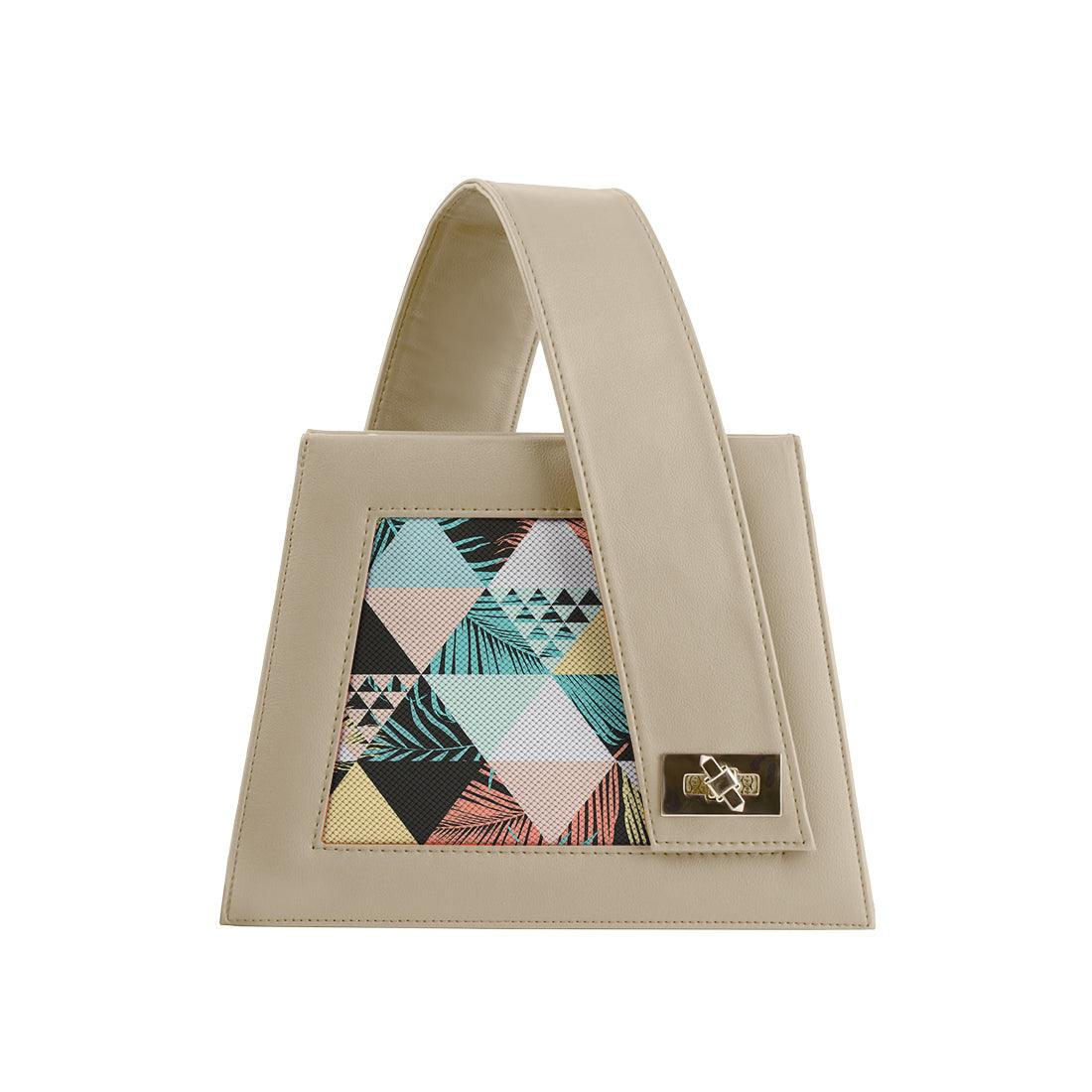 Beige One Handed Bag Summer Triangles - CANVAEGYPT