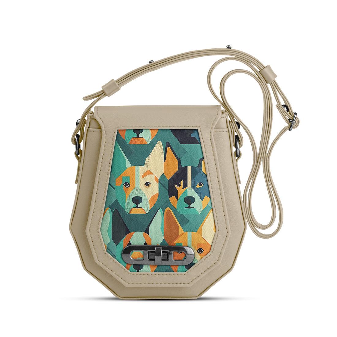 Beige Polygon Crossbags Dogs - CANVAEGYPT