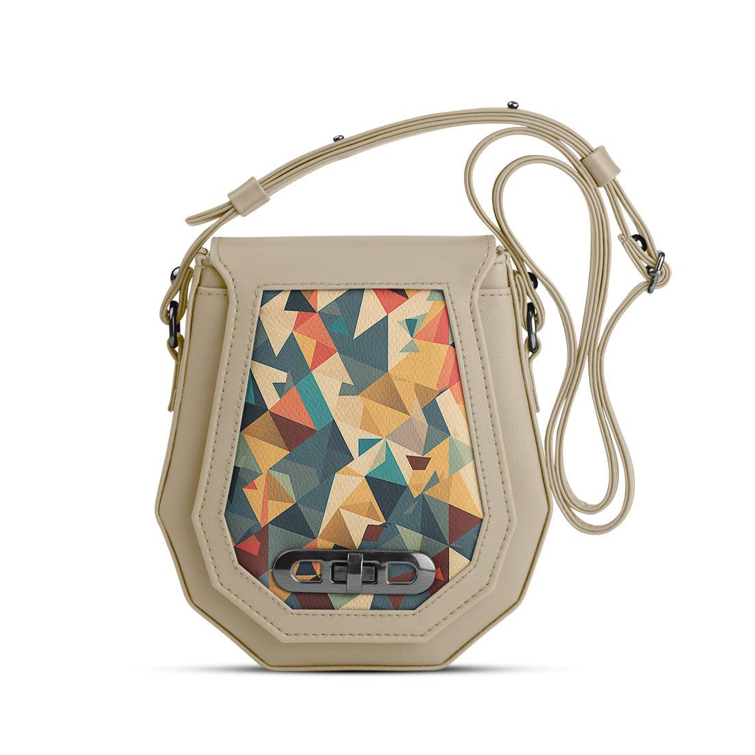 Beige Polygon Crossbags Glass Triangles - CANVAEGYPT