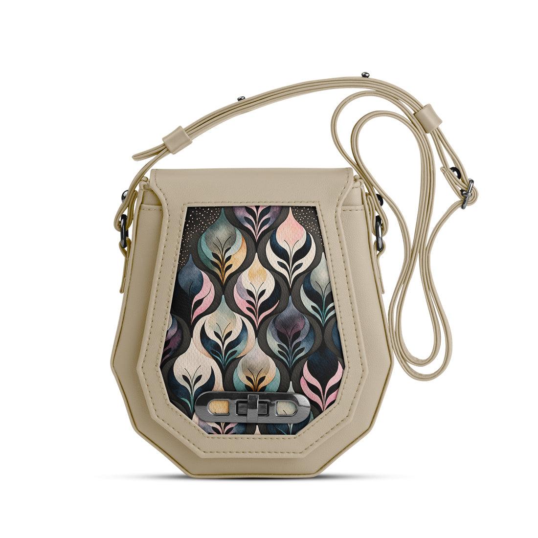 Beige Polygon Crossbags Glowing Flowers - CANVAEGYPT