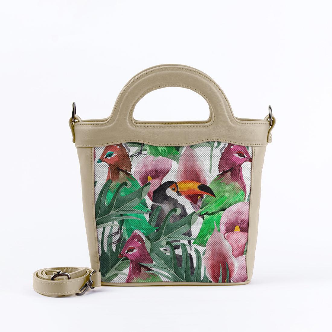 Beige Top Handle Handbag Bird - CANVAEGYPT