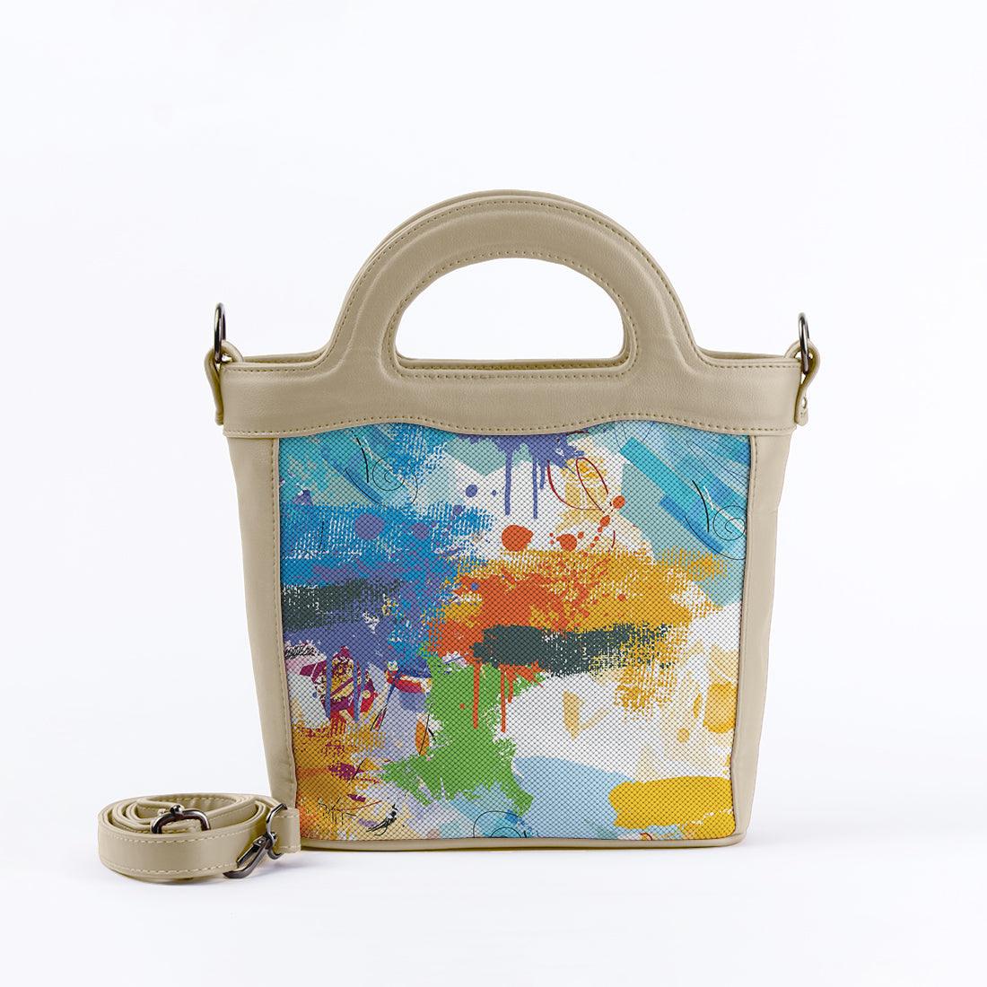 Beige Top Handle Handbag Paint - CANVAEGYPT