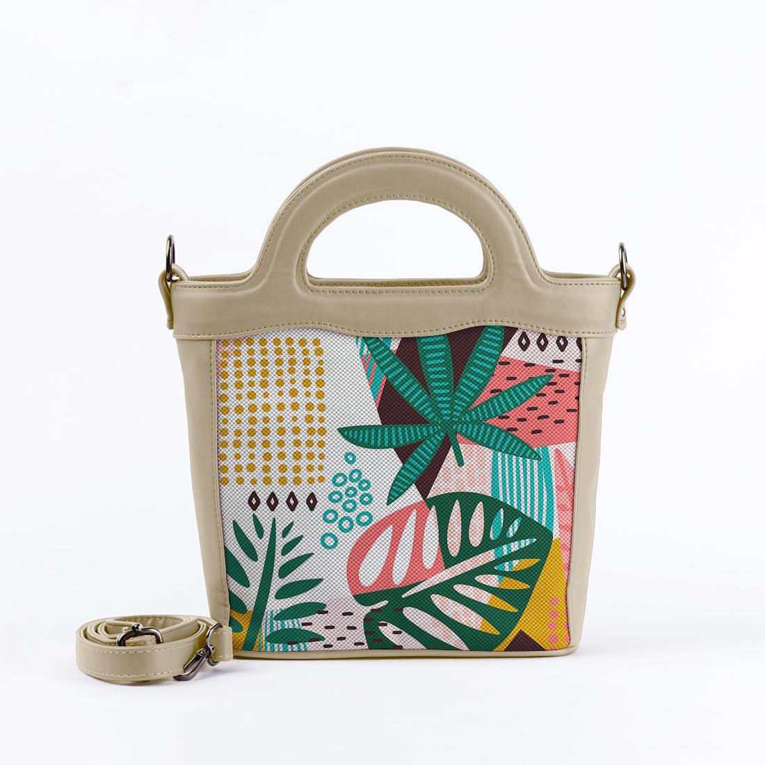 Beige Top Handle Handbag Summer Abstract - CANVAEGYPT