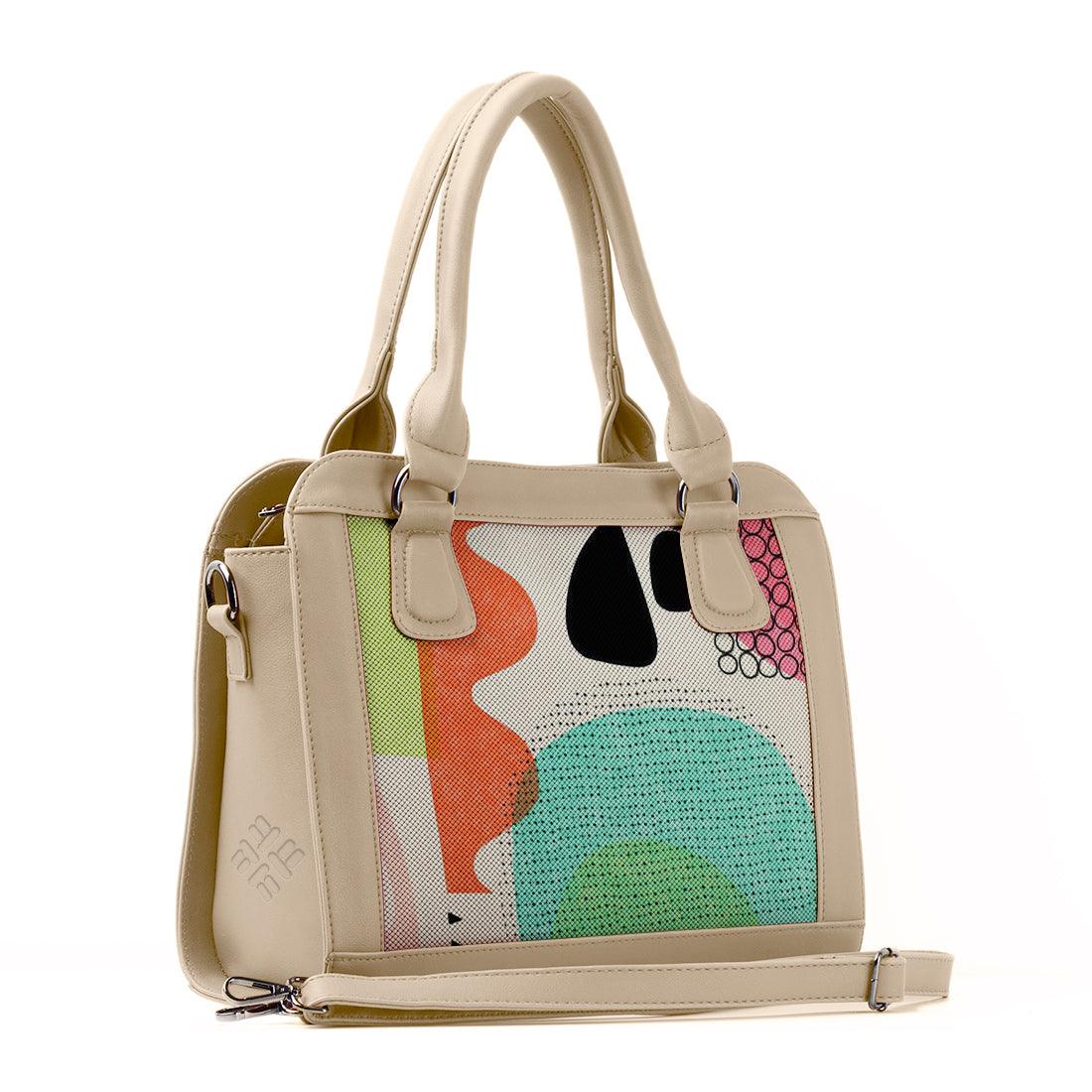 Beige Travel Hobo Bag Absrtact Shapes - CANVAEGYPT