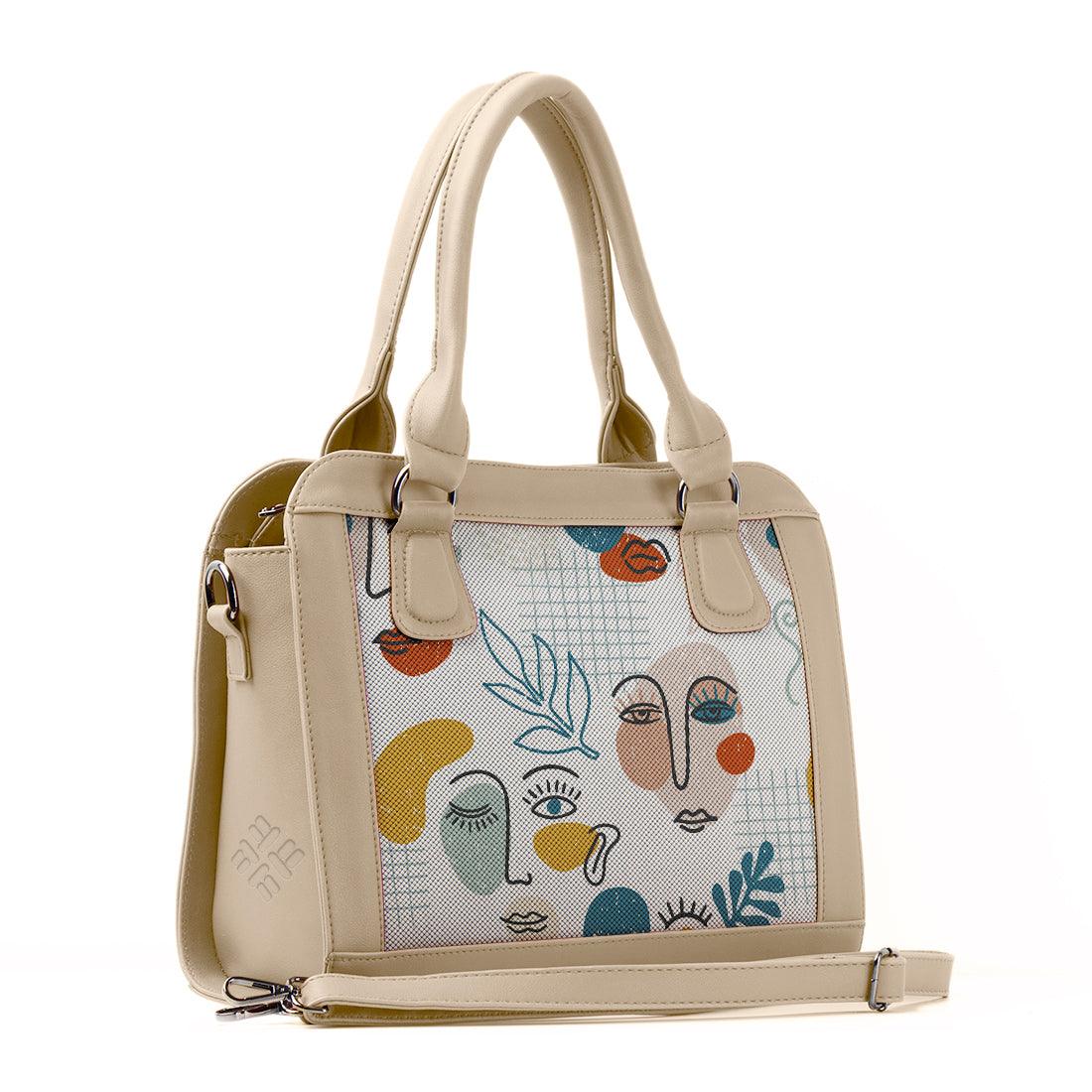 Beige Travel Hobo Bag Faces - CANVAEGYPT