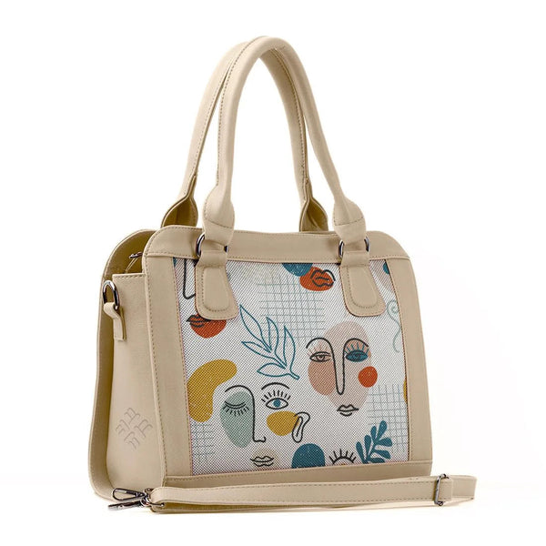 Beige Travel Hobo Bag Faces - CANVAEGYPT