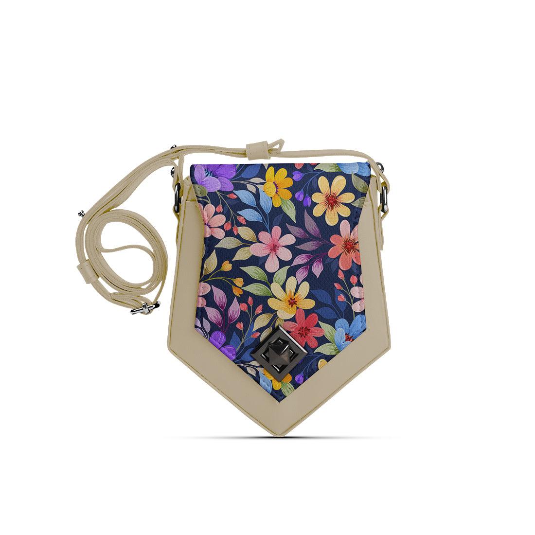 Beige Triangles Crossbag Purple Floral - CANVAEGYPT