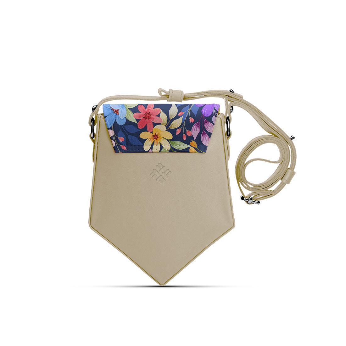 Beige Triangles Crossbag Purple Floral - CANVAEGYPT