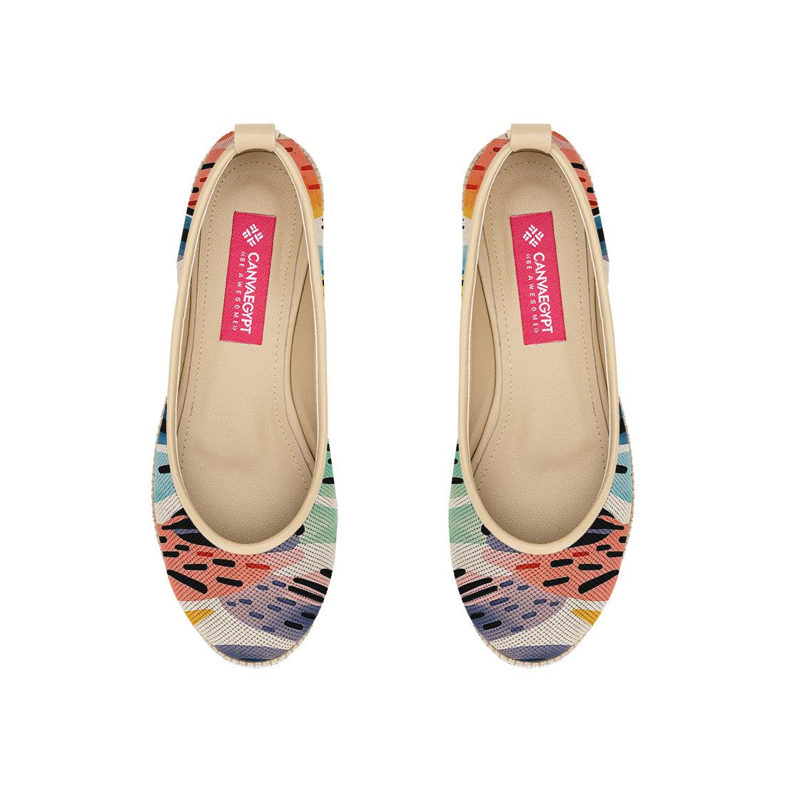 Beige Voyage Round Toe Drawen Leafs - CANVAEGYPT