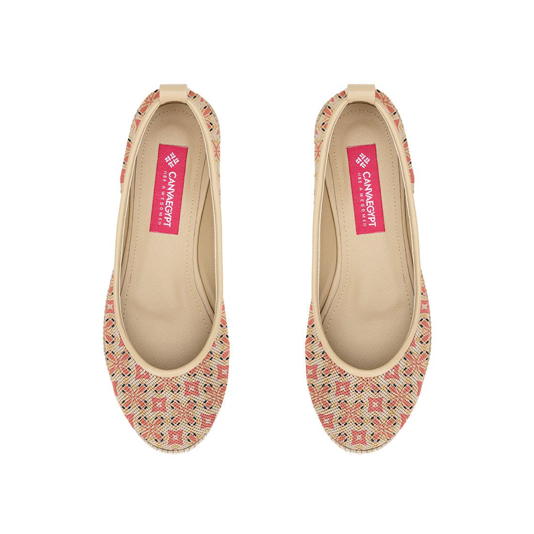 Beige Voyage Round Toe Flower - CANVAEGYPT
