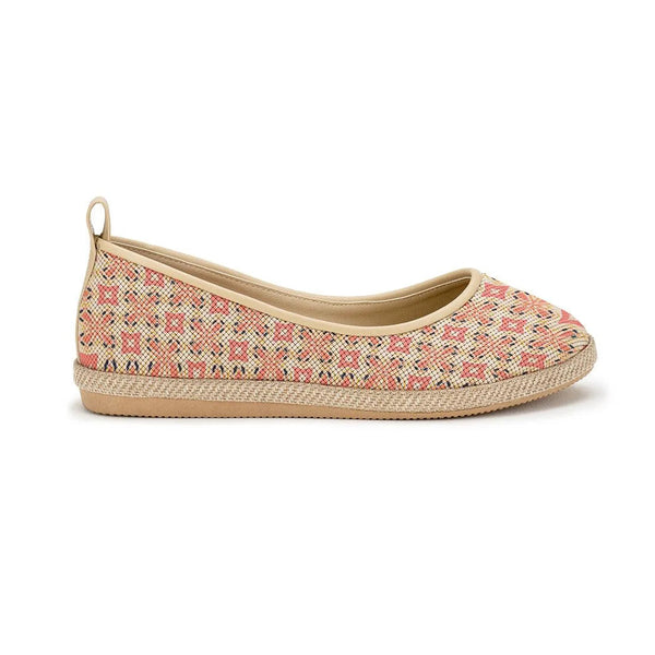 Beige Voyage Round Toe Flower