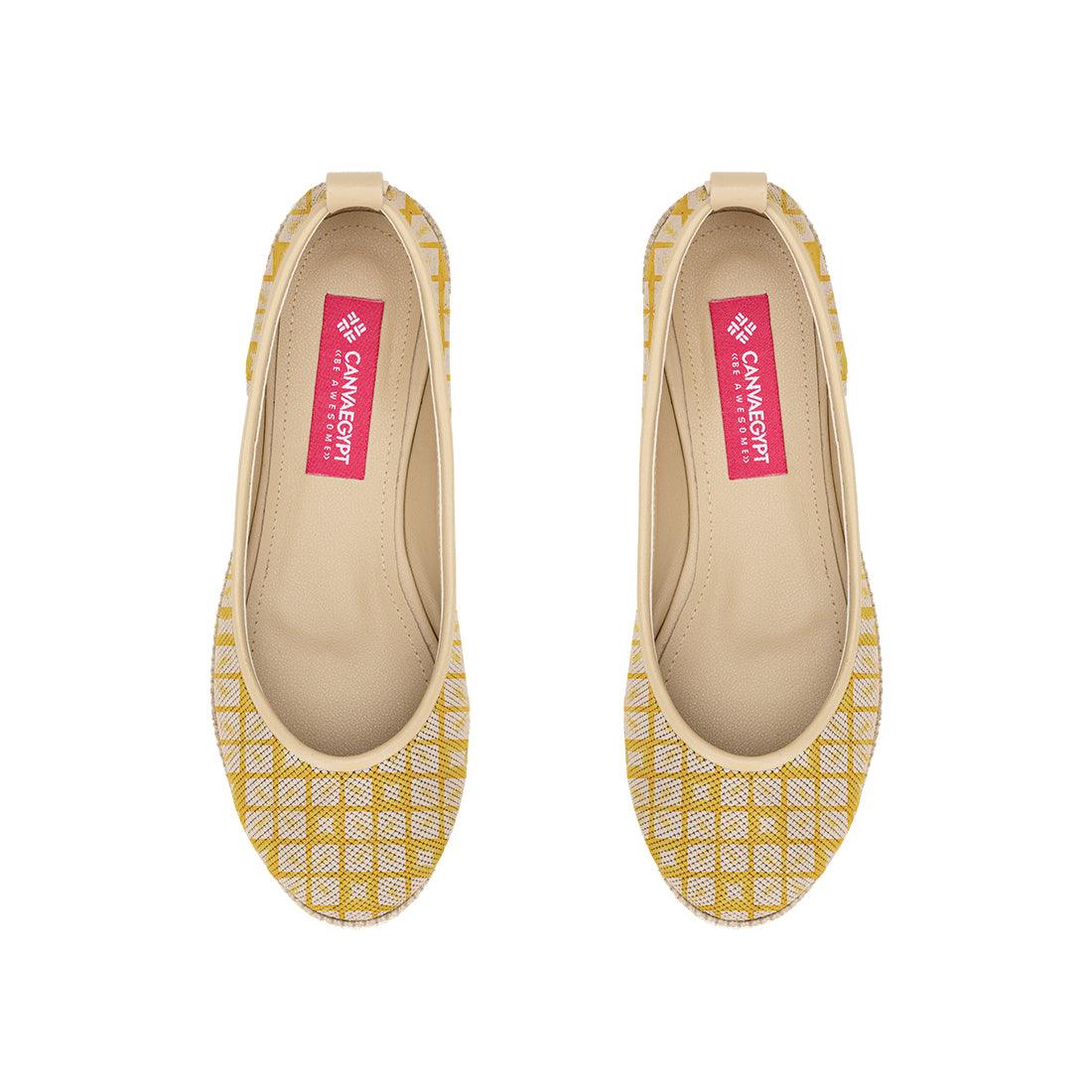 Beige Voyage Round Toe Yellow Rectangles - CANVAEGYPT