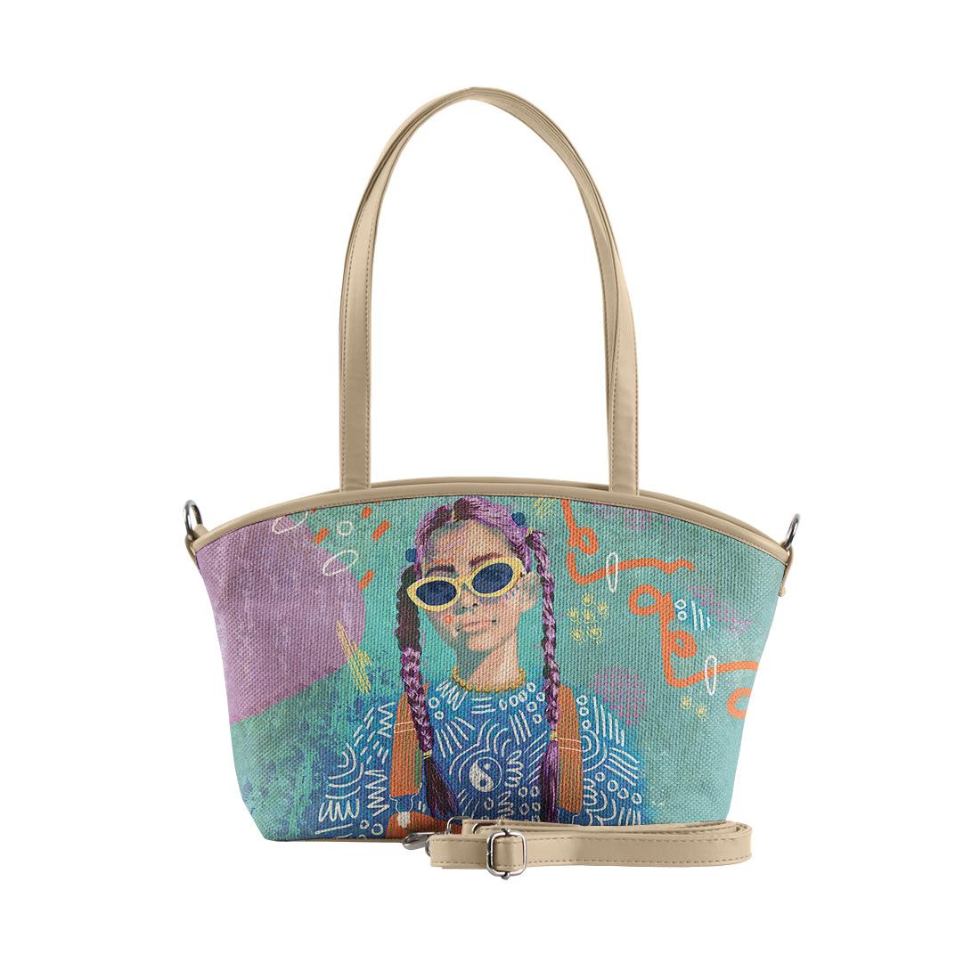 Beige Wide Tote Bag Lilac locks - CANVAEGYPT