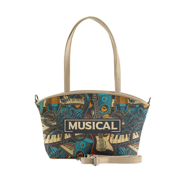 Beige Wide Tote Bag Musical - CANVAEGYPT