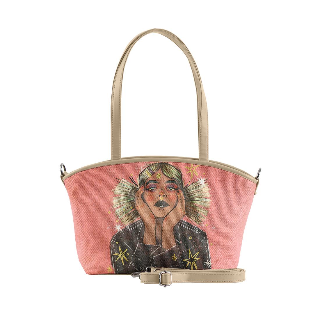 Beige Wide Tote Bag Spagetti hair - CANVAEGYPT