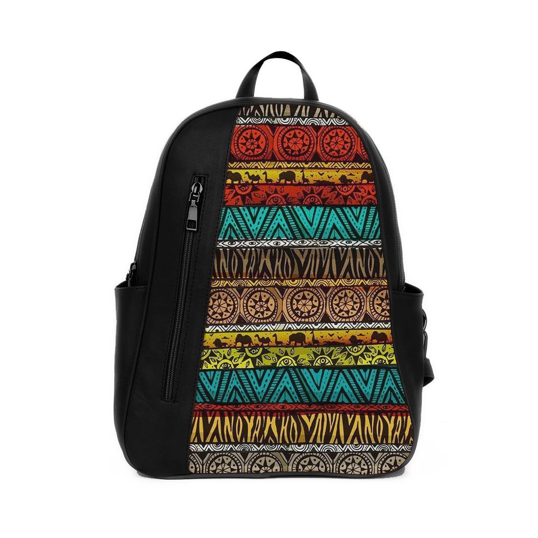 Black Mixed Backpack African Pattern - CANVAEGYPT