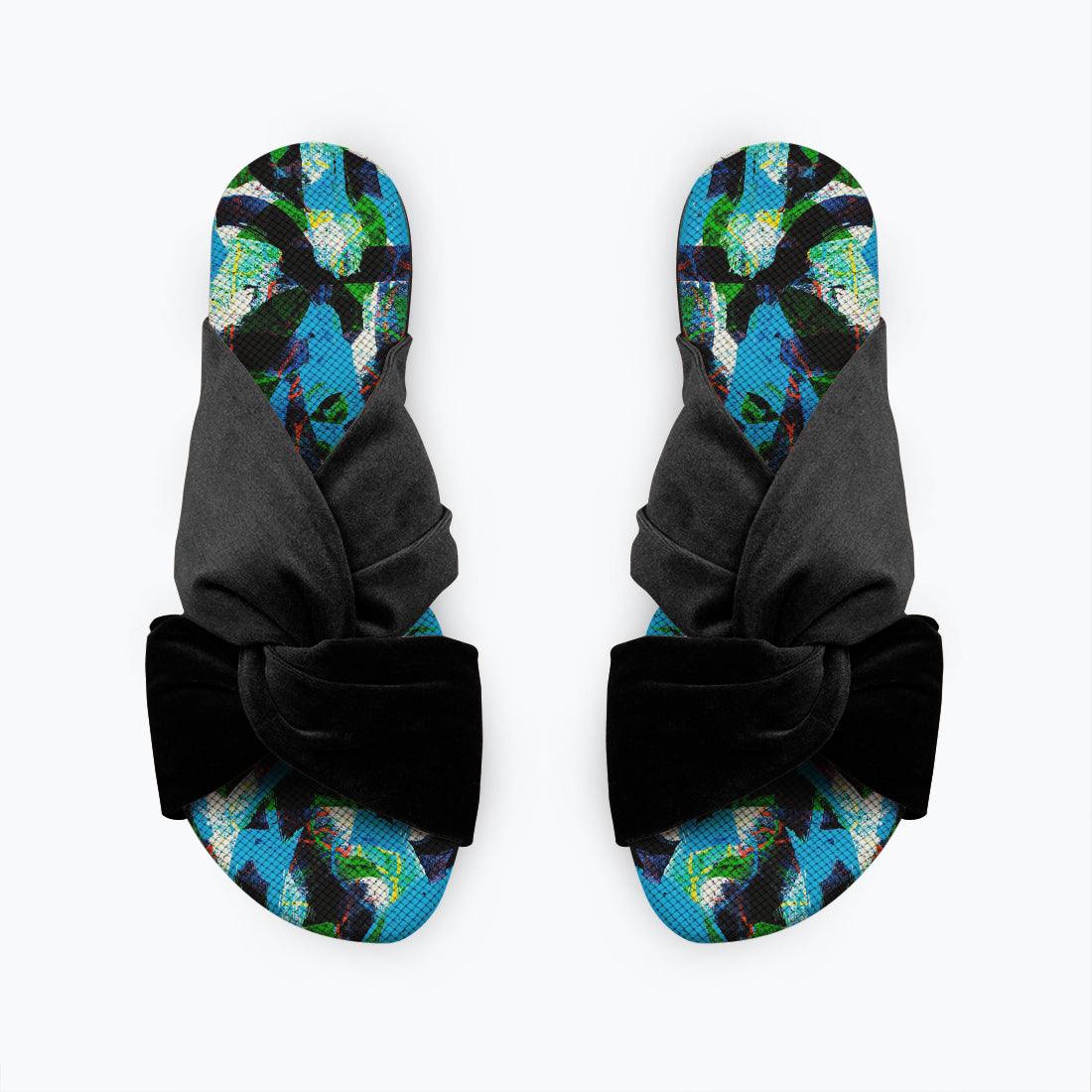 Black Chappal Flip Flop Blue Abstract - CANVAEGYPT