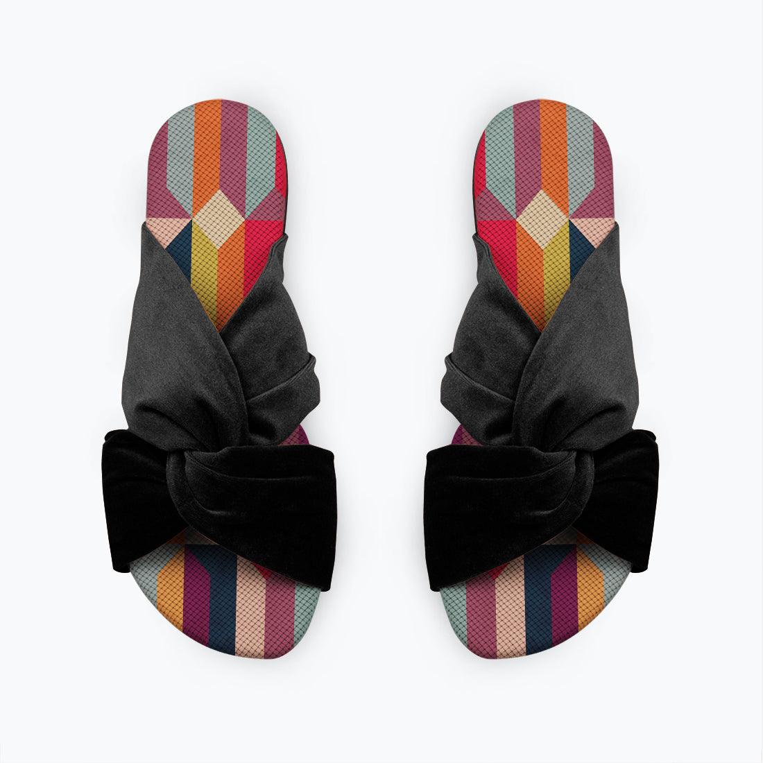 Black Chappal Flip Flop Geo Abstract - CANVAEGYPT