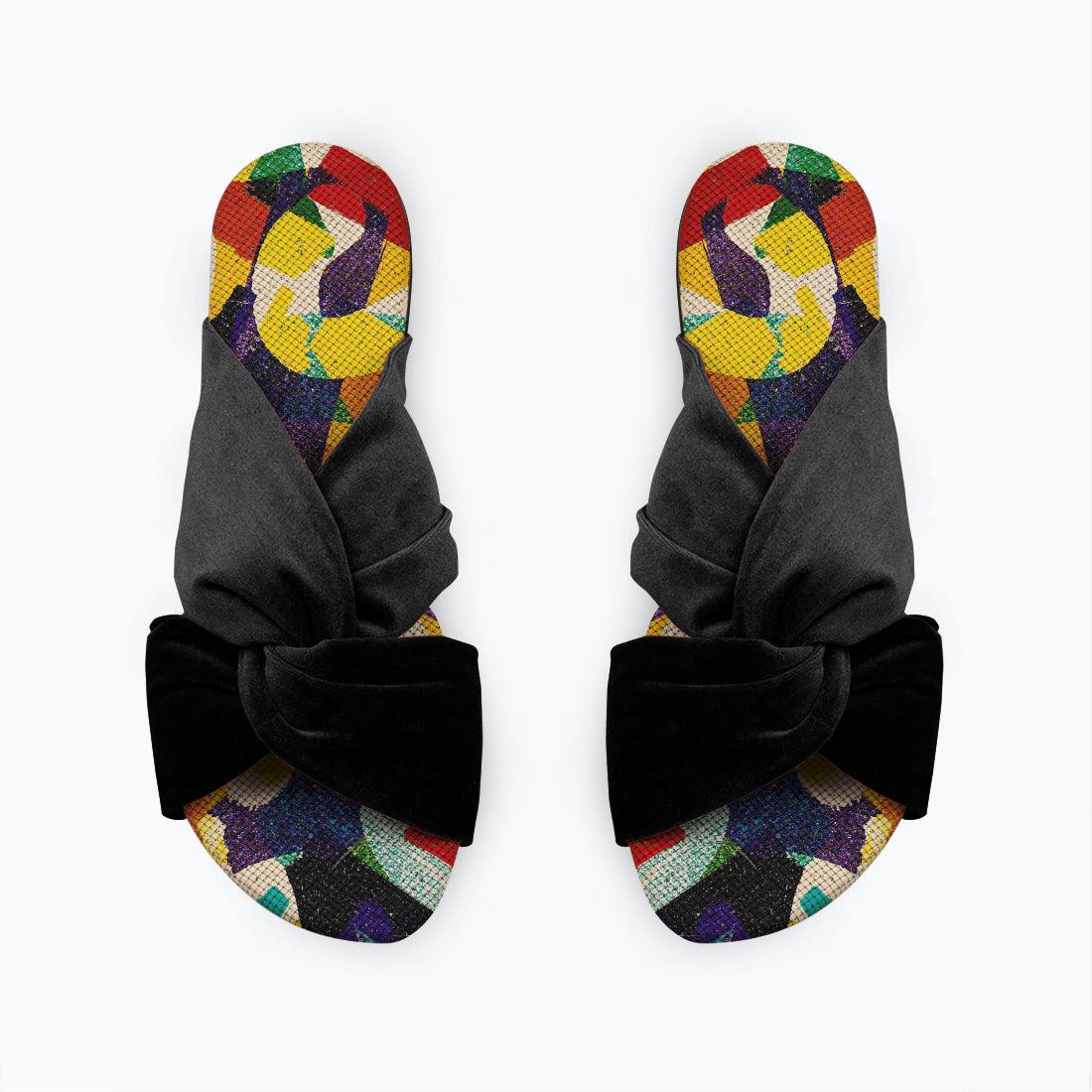 Black Chappal Flip Flop Multicolor Abstract - CANVAEGYPT