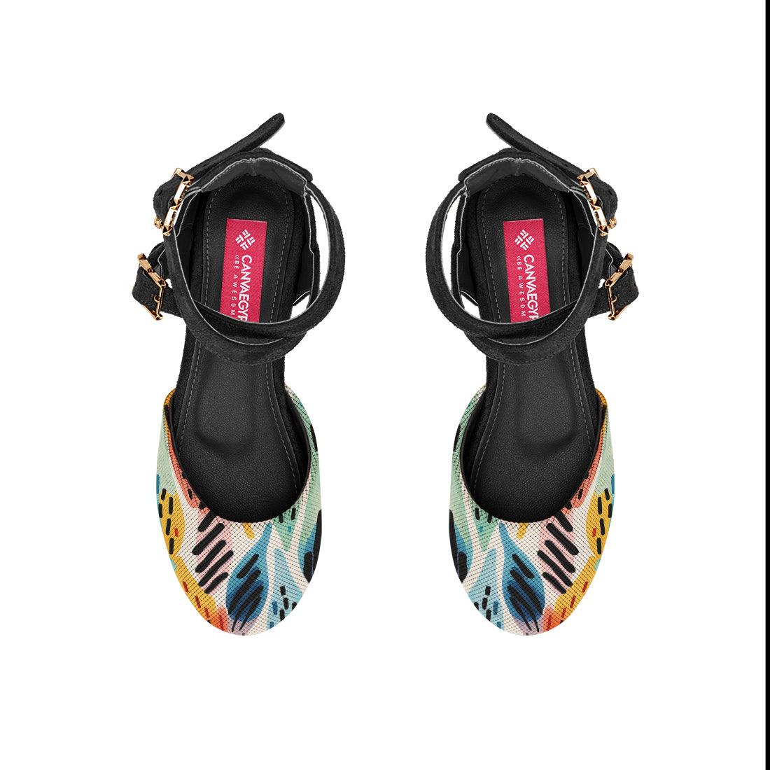 Black Chunky Sandal Drawen Leaf - CANVAEGYPT