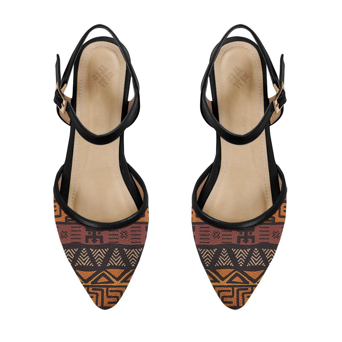 Black Closed Strap Sandal African Pattern - CANVAEGYPT