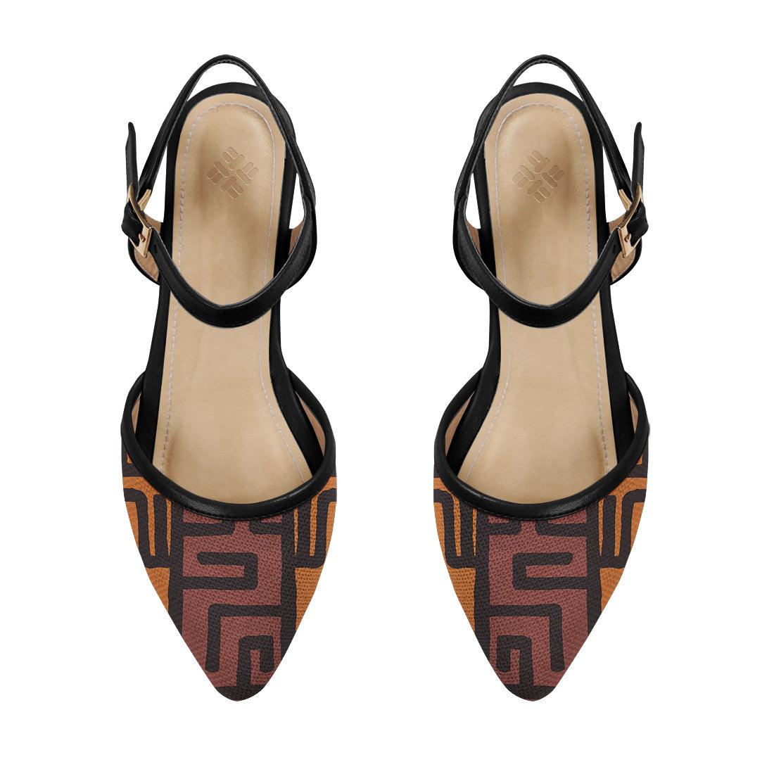 Black Closed Strap Sandal African Tribal - CANVAEGYPT